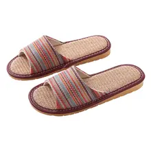 男女兼用 夏用厚底リネンスリッパ【防滑・カジュアル・室内用】