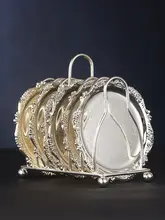 シルバー＆ゴールドメタルコースターセット【ヴィンテージスタイル・デザインパターン・カクテル用】