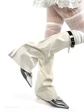 レッグウォーマー ブーツカバー レディース レザー ホワイト Y2K ギャル パンク サブカル インスタ映え 「WHITE SOCKS」