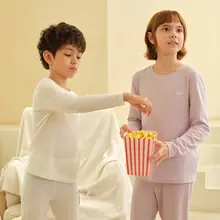 子供用 秋用長袖シャツとパンツ【綿100%・男女兼用・パジャマ・インナー】（セットアップ対応）