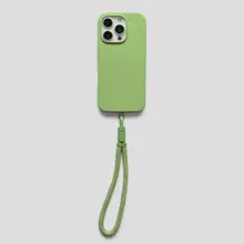 液態シリコン製 ハードケース【エア薄荷グリーン・金属ストラップ対応・iPhone用・衝撃吸収】