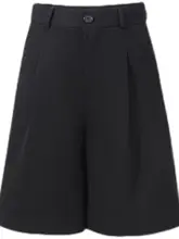 カジュアルなストレートフィットのハーフパンツ【女性用・スタイル・ウエストゴム】