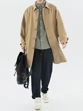 春用メンズトレンチコート【中長丈・カジュアル・ルーズフィット・レトロデザイン】
