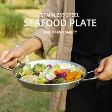 両手鍋 ステンレス製 平底 アウトドア キャンプ バーベキュー 家庭用 コンロ用 蒸し鍋 海鮮鍋 ブデチゲ