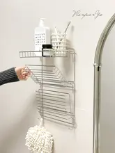 折りたたみ式 ステンレス製壁掛け収納ラック【キッチン・洗面所用・穴あけ不要】