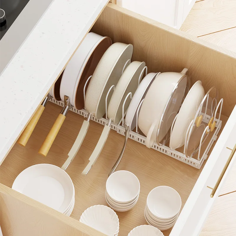 調整可能な鍋収納ラック：キッチン用のコンパクトデザインで効率的に厨具を整理