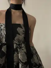 エレガントなロングシルクスカーフ【首元や髪に使える・飾り紐・バッグに巻きつけ可能】