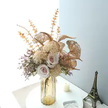 フェイクフラワー 北欧スタイル リビング装飾 透明ガラスの花瓶