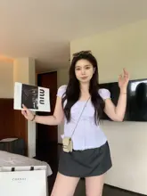 デザイン性のあるストライプシャツ【ウエストシェイプ・甘美なスタイル・韓国風】（セットアップ対応）