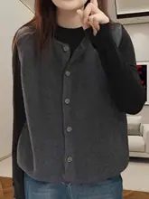 春季おしゃれ！ラウンドネックニットベスト【大きいサイズ・ゆったりシルエット・レイヤードスタイル】