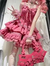 ゴシックスタイルのショートサロペットドレス【契約十字・犬柄・アーバンカジュアル】