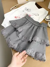 レースフリルのAラインミニスカート【二重構造・春夏用】