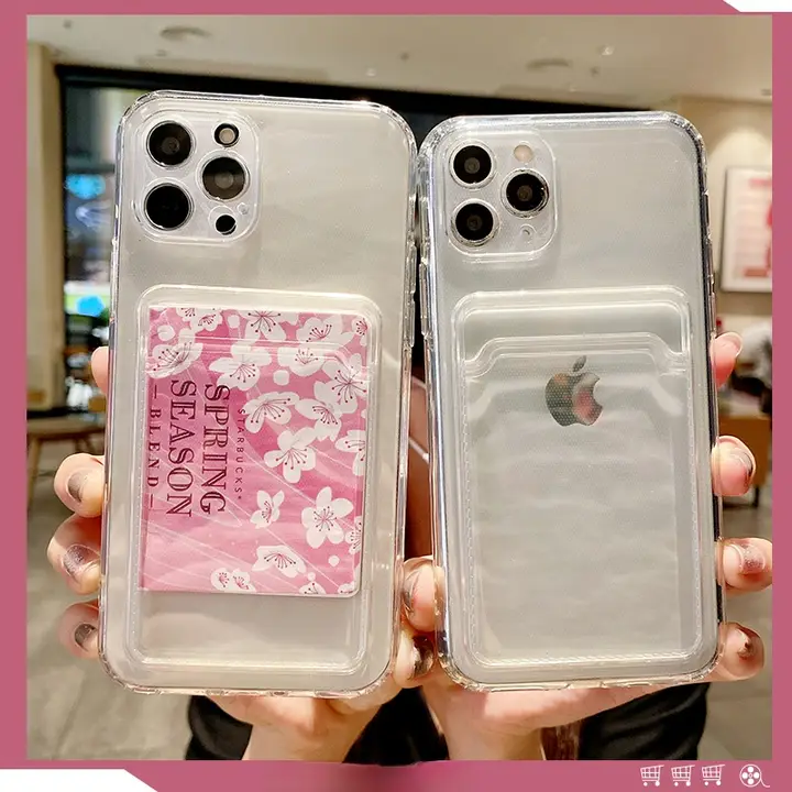 透明カードケース対応のiPhone用スマホケース【防落設計・写真収納可能・カップル向け】