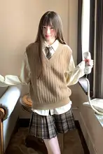 春季新作 ニットベスト【カジュアルスタイル・ブラウン・重ね着対応】