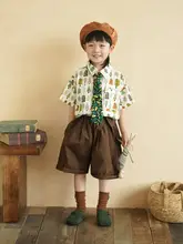 子供用カートゥーン風パンプキンカラーのボウタイ付きシャツ【男の子用・演出用・おしゃれ小物】