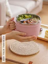 学生やオフィス向け！ステンレス製の蓋付きランチカップ【便利な仕切り付き・持ち運び用・食堂や寮に最適】