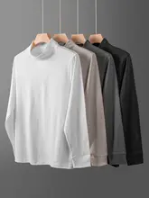 極上の柔らかさのハイネック長袖Tシャツ【メンズ・秋冬用・無地・ゆったりサイズ・カジュアル】