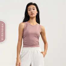 魅力的なフィット感！ノースリーブヨガトップス【ランニング・夏用・ラウンドネック】