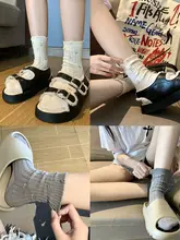 春夏用 破れデザインのカ  ジュアル靴下【中筒・男女兼用・個性的なスタイル】