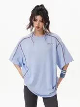 ストライプデザインのユニセックス半袖Tシャツ【フィット・カジュアル・夏用・デコレートデザイン】（セットアップ対応）