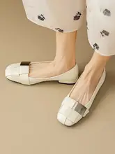 フラットシューズ【夏用・シルバー・スクエアトゥ・本革・低ヒール】