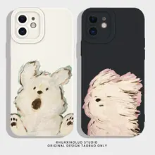 電話ケース 小さな犬 油絵 創造的 カップル向け iPhone 15 Pro Max アップル 13 ファーウェイ Mate 60 シャオミ 14 Pro 新型 12 OPPO グ荣耀 90 一加 11