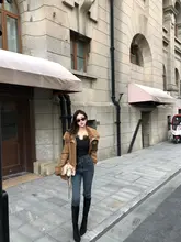 高腰スリムデニムパンツ【秋冬用・裏起毛・小脚デザイン】（セットアップ対応）