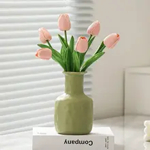 可愛い陶器製小花瓶【クリーミーカラー・チューリップ用・インテリア装飾】