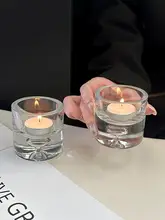 モダンデザイン ガラスキャンドルホルダー【インテリア装飾・ロマンティックディナー用・家庭用】