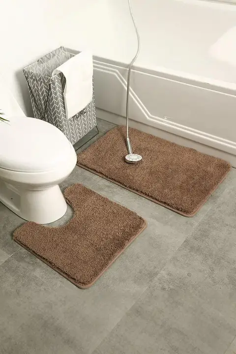 吸水性のあるシンプルな防滑U型トイレマット【バスルーム・トイレ用・カーペット】