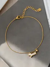 かわいいダックスフンドデザインの天然シェル足首チェーン【色あせず・おしゃれなギフト】