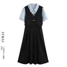 学院風デザインの雰囲気漂うドレス【夏用・正式場面・二重構造】（セットアップ対応）