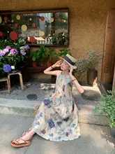 水墨風 無地ノースリーブワンピース【リゾートスタイル・スリムシルエット】