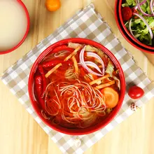 プラスチック製 ブラック＆レッドミックス 麺用ボウル【商業用・朝食やスープ用】