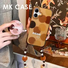 シンプルなドットデザインのスマホケース【マグネット式・ストラップ付き・スタンド機能】