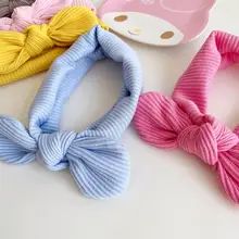 ヘアバンド ベビー キッズ ガールズ ストレッチコットンニット ストライプ うさぎ耳 かわいい 着回し 韓流