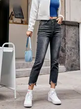 AlphaGym 高ウエスト スリムフィットデニムパンツ【美尻効果・ストレッチ・九分丈】