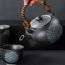 美濃焼 海波模様 ティーポットとカップ4個セット【天目釉・油滴工芸・ギフトボックス入り】（ セットアップ対応）