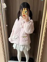 元気なクマ柄コットンパーカー【短丈・女性用・冬用・可愛い・保温】