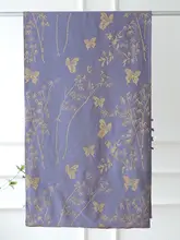 真絲二重花柄ロープ付きスカーフ【薄手・贈り物・ショール】