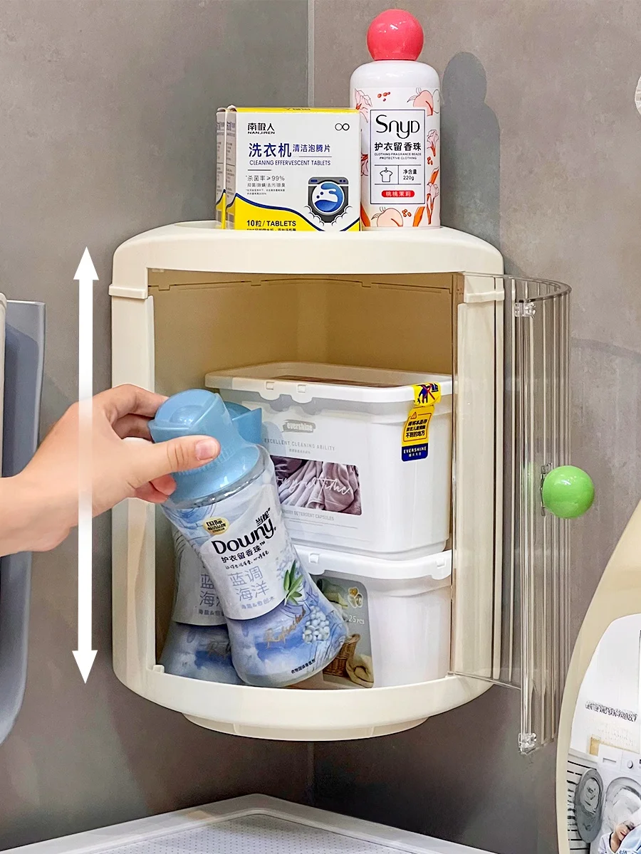 トイレ用コーナー収納ラック：穴あけ不要で洗面用品を効率的に収納