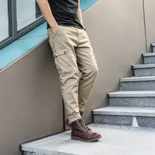 TickTock メンズ ストレッチ工装パンツ【スリムフィット・ウォッシュ加工・多ポケット・厚手・束脚デザイン】