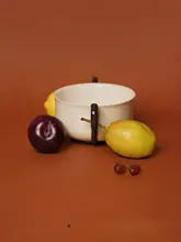 suomu デザインのレトロ風ダブルハンドル陶器碗【フランス風・マルチカラー】