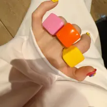 カラフルなゴスロリスタイルの指輪【四角形・キュートデザイン・グリッター仕上げ】