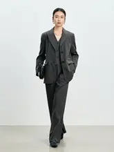 深灰色ストライプデザイン 高級感あるシングルボタンのジャケットベスト（セットアップ対応）