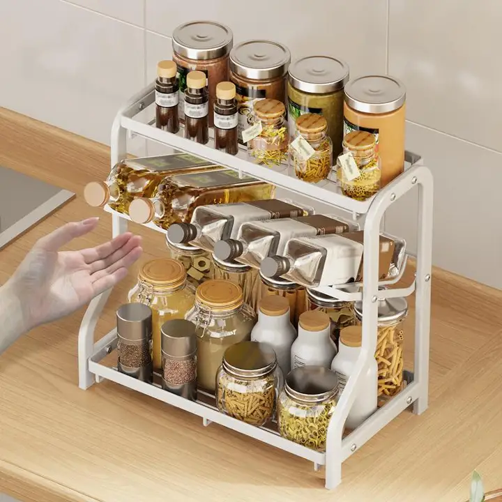 キッチン用 調味料収納ラック【便利な台所用品・スリムデザイン】