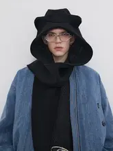 くま耳フード付きウールスカーフ【暖かい・輸入ウール・立体裁断・男女兼用】