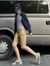 カーキ色 バミューダショートパンツ【五分丈・ユニセックス・キャンプ用】