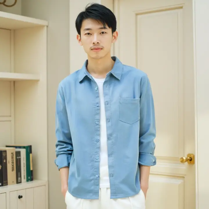 春季用 コットン製 ライトウェイト 長袖 チュニックシャツ【ストライプ・ゆったりシルエット】