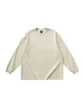 フィットの涼感コットン混紡ラウンドネック長袖Tシャツ